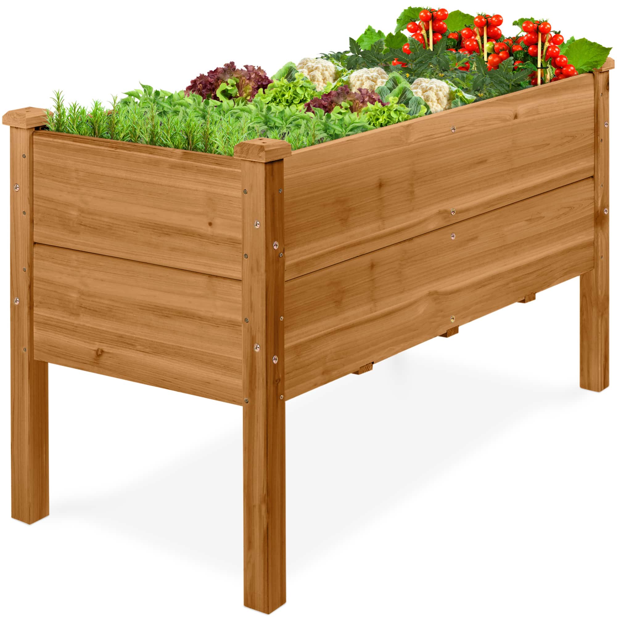 Best Choice Products - 48" x 24" x 30" Raised Garden Bed, Extra Deep 16" Depth, Elevated Wood Planter Stand - Acorn Brown
