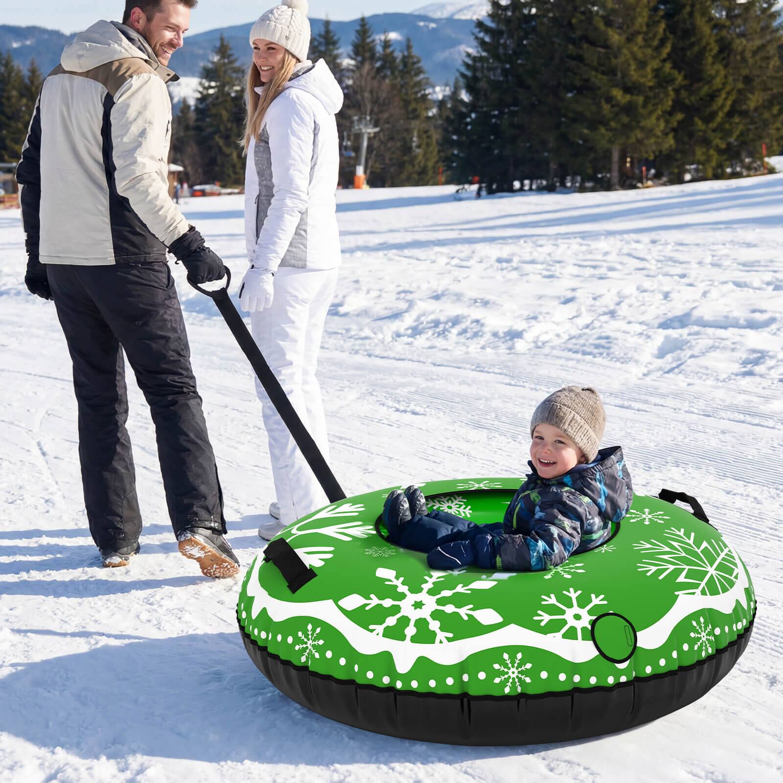 Alt View 1. Costway - Costway 42" Inflatable Snow Tube with Detachable Tow Strap, Thickened Bottom, 3-in-1 Valve - Green.