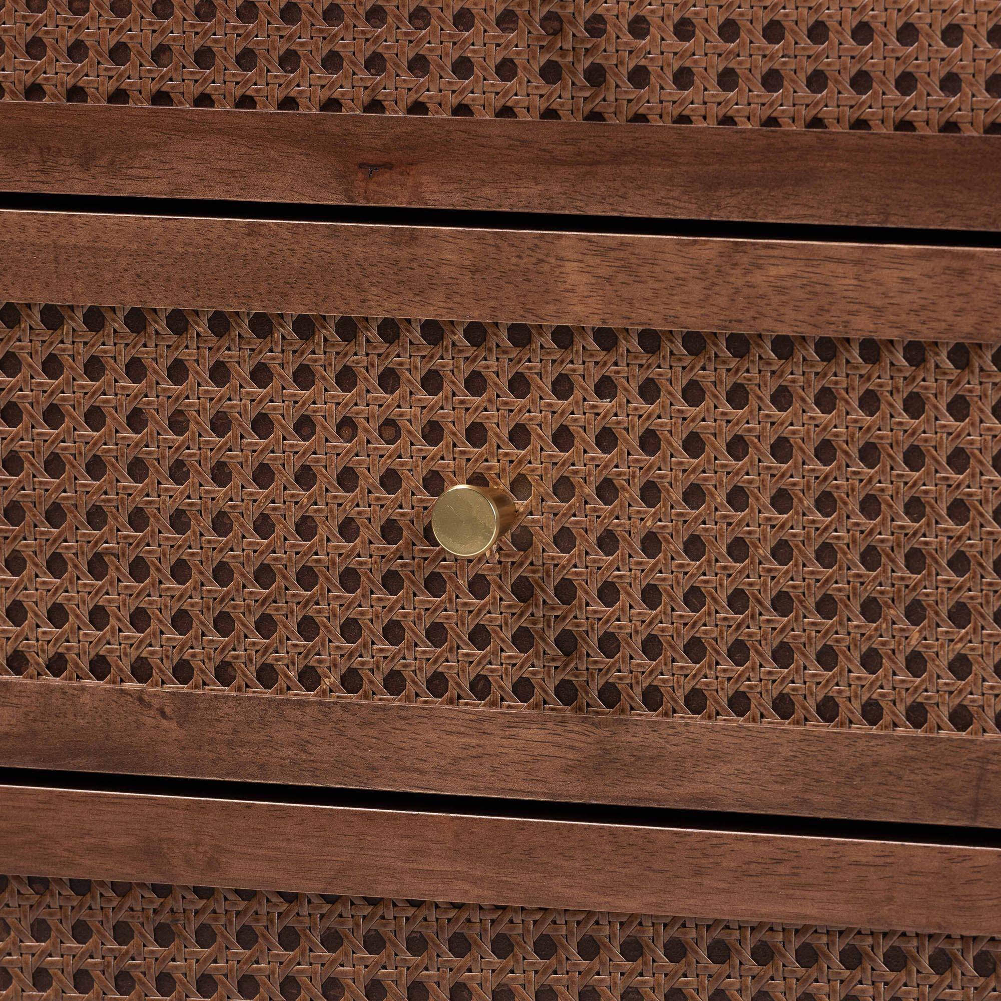 Alt View 1. Baxton Studio - Alyssa Japandi Wood 6-Drawer Dresser - Walnut Brown.