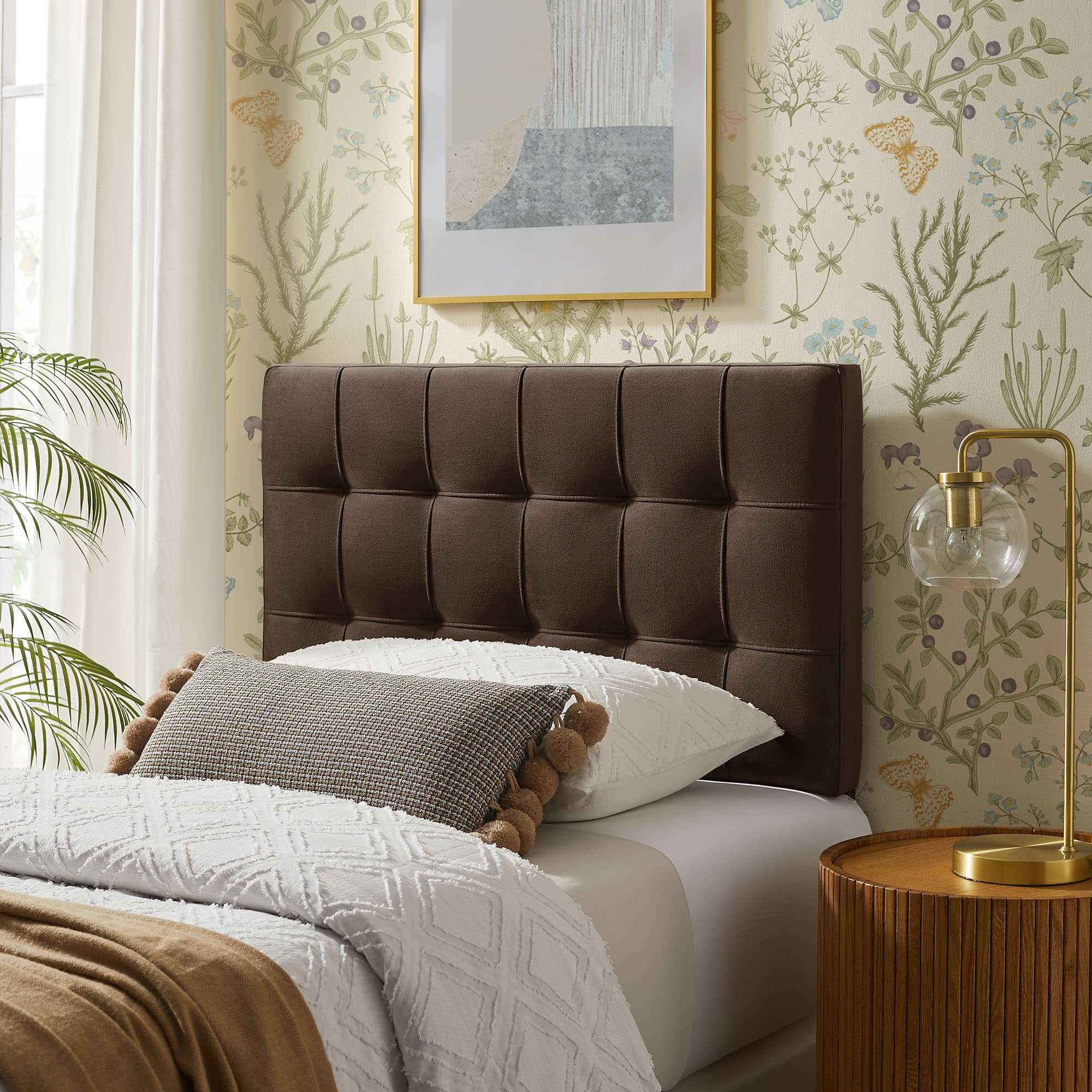Lily Biscuit Tufted Performance Velvet Headboard by Modway - Chocolate Brown