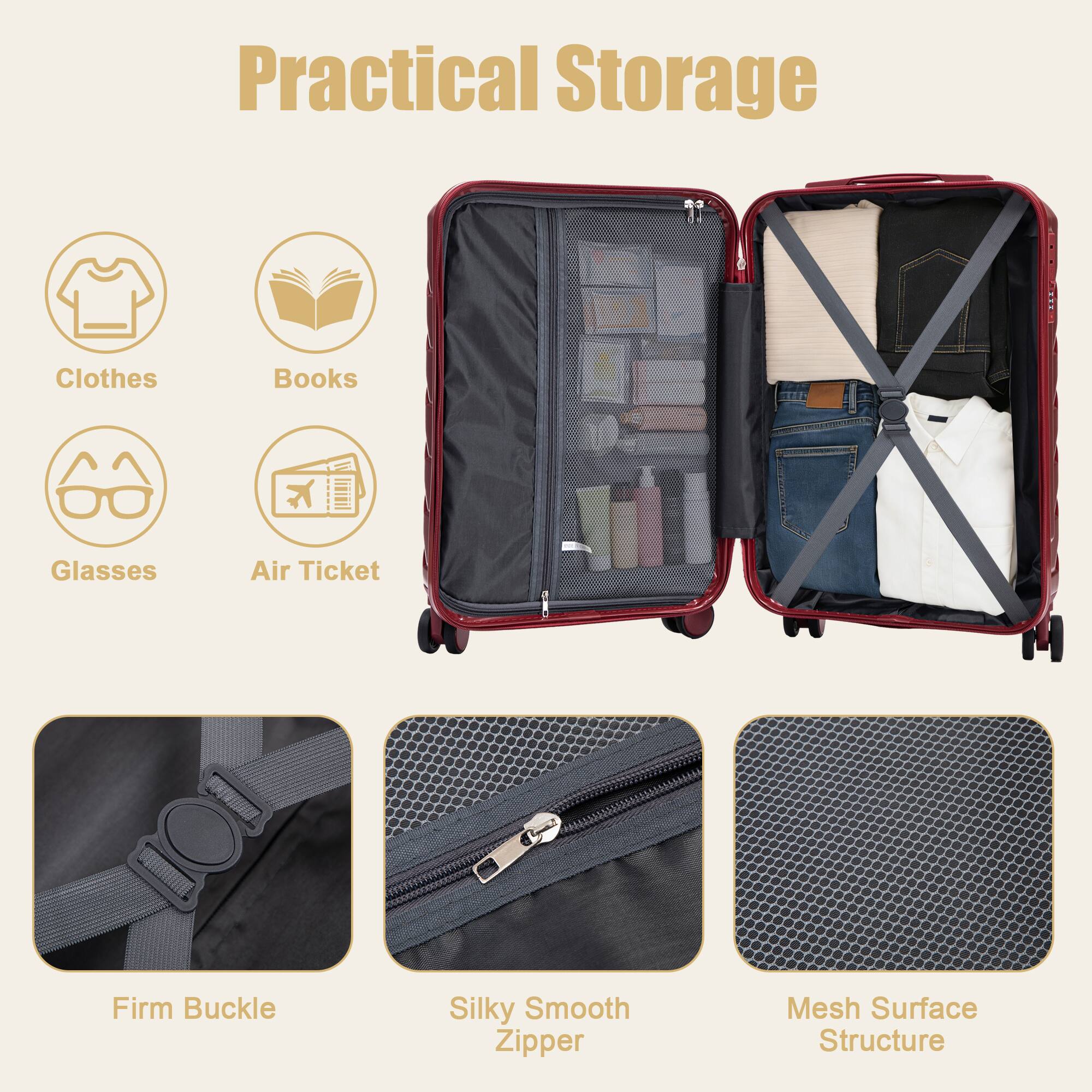 Practical Storage

- Clothes
- Books
- Glasses
- Air Ticket

- Firm Buckle
- Silky Smooth Zipper
- Mesh Surface Structure