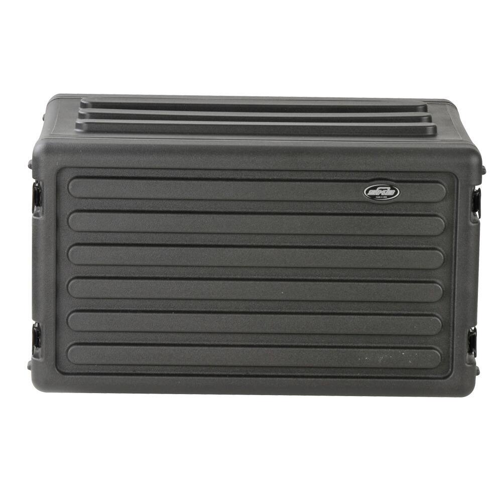 Left. SKB - SKB 6U Shallow Roto Rack Case Gear Protector, Stackable, Waterproof, Black - Black.