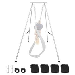 VEVOR - Yoga Stand Frame, 9.6 ft Length Swing Stand, Max 551.2 lbs Load Triangular Structure Aerial Rig, Aerial Silk Stands - Silver
