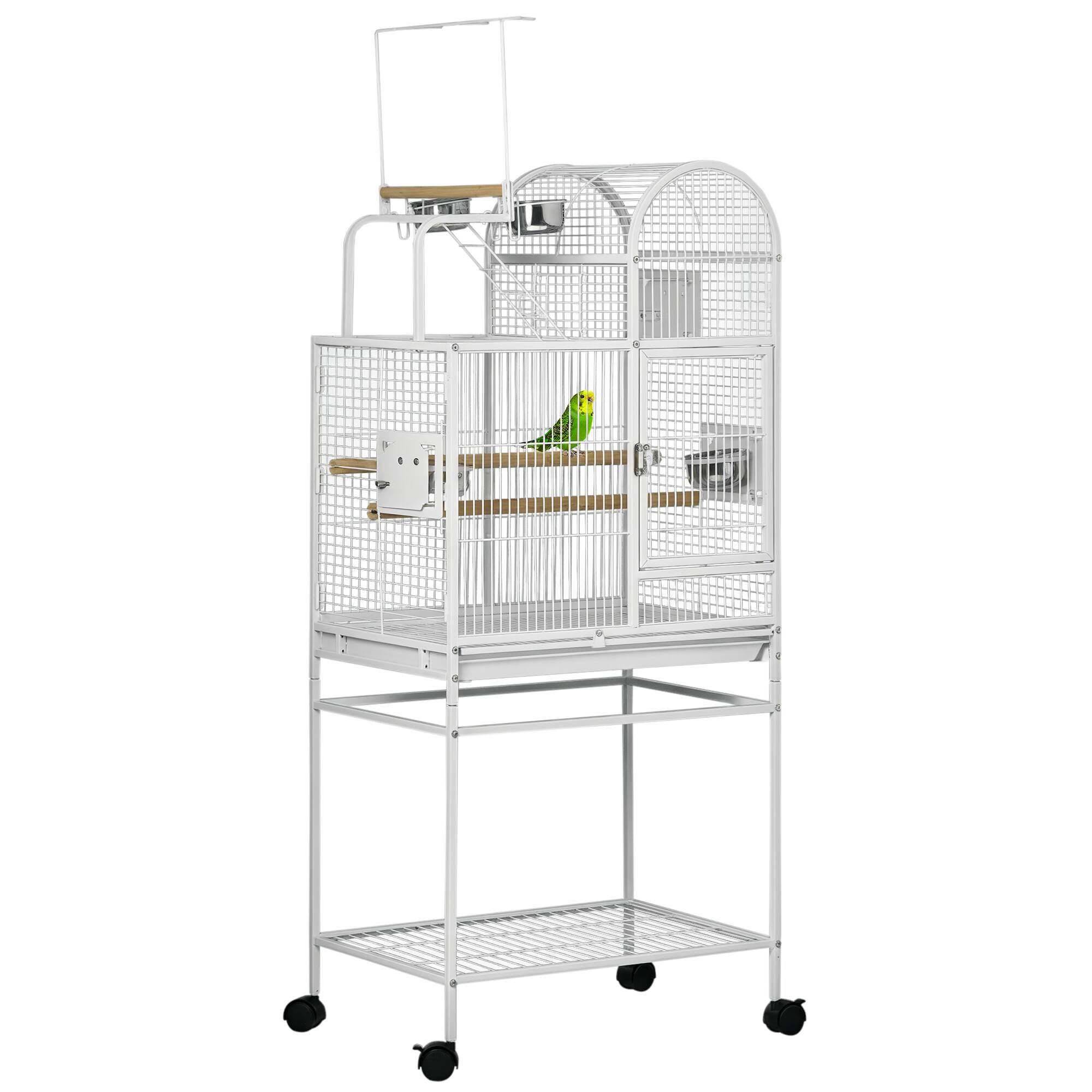 "Pawhut - 55"" Large Parrot Cage with Toy Hooks Above Top Bird Perch, Tray, Food Cups, Rolling Stand, for Cockatiels, Parakeets" price history on PriceWatchPro