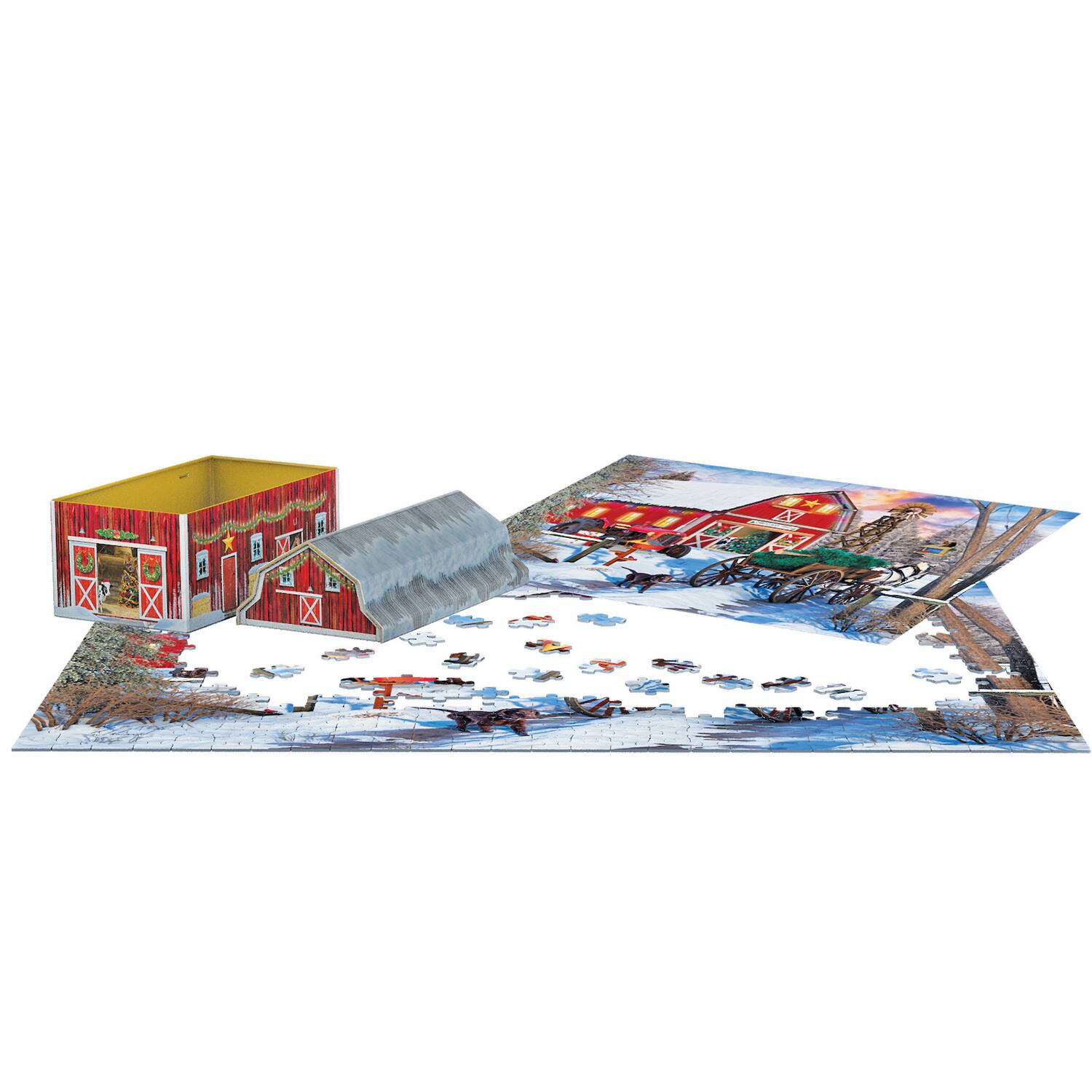 Angle. Eurographics - Puzzle Tin: Christmas Barn - 550 Piece Jigsaw.