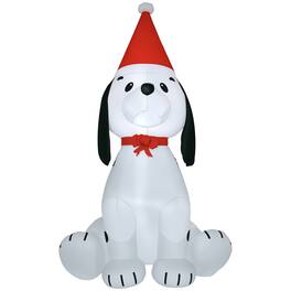 Homcom - 6ft Inflatable Puppy Dog with Santa Hat, Outdoor Blow-Up Yard Christmas Decor with LED Lights - White