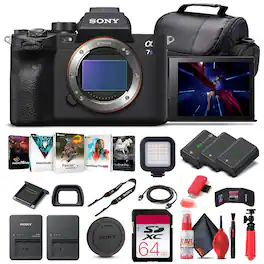 Sony - Alpha a7S III Mirrorless Camera Body Bundle + 64GB Card + 2 Batteries + LED Light + Case + More