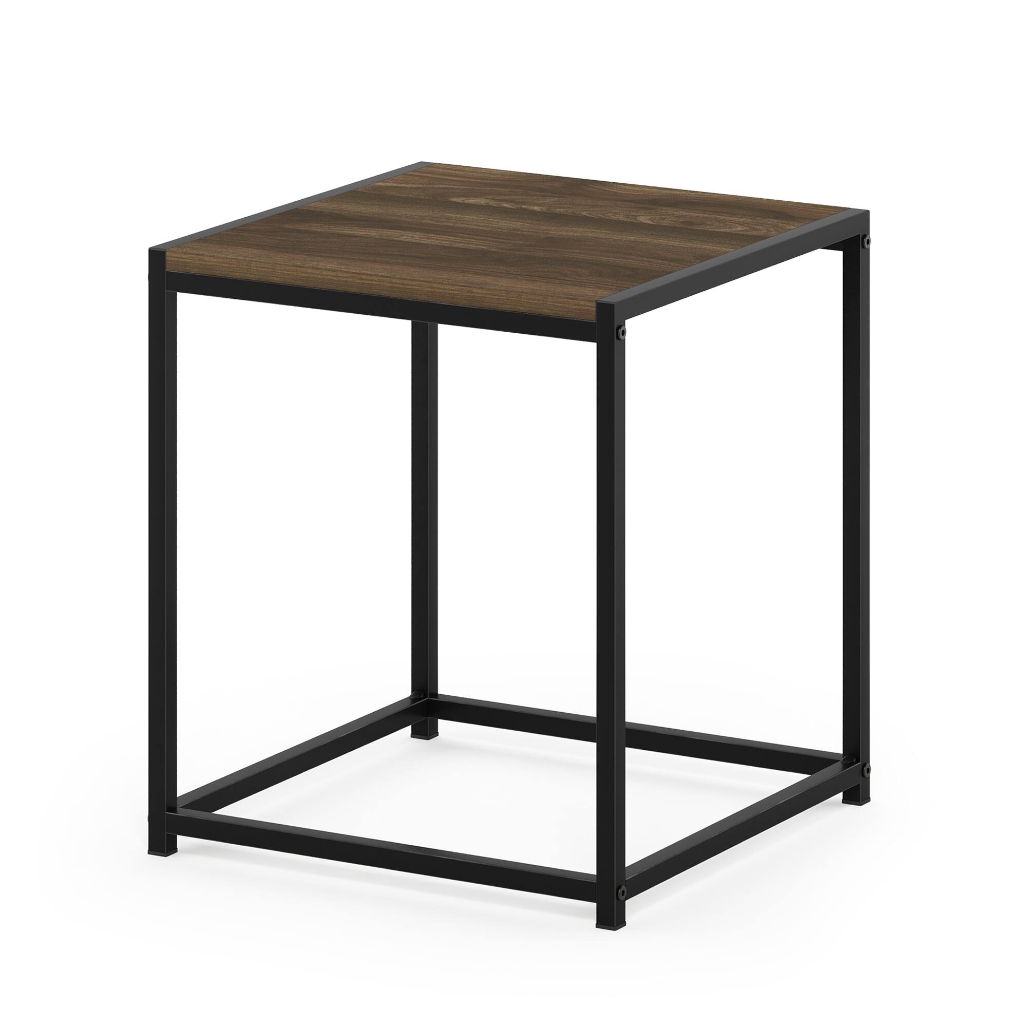 Alt View 4. Furinno - CAMNUS Night Stand, Metal Frame Nightstand, Toolless Side Table, End Table, Bedside Table - Columbia Walnut.