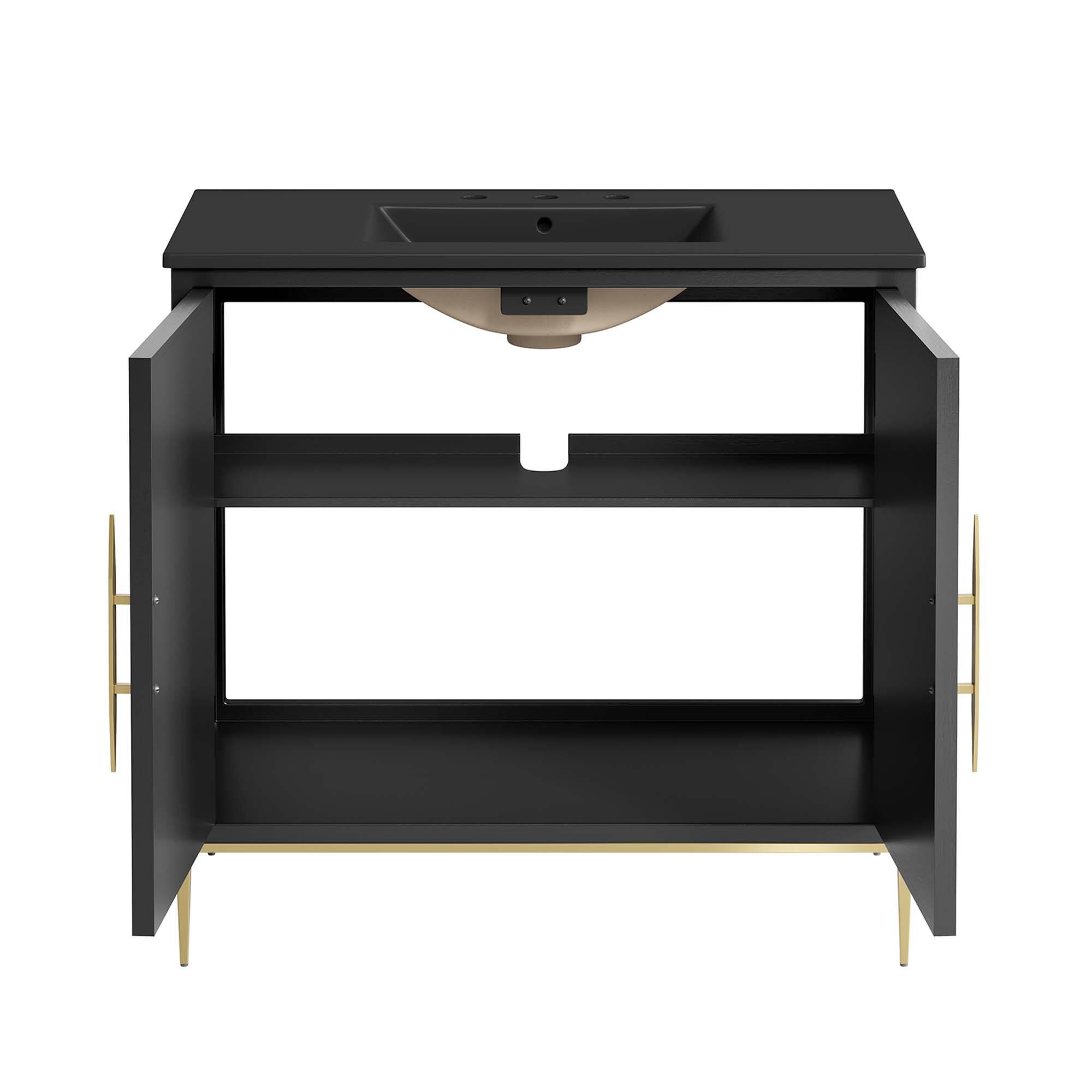 Alt View 6. Modway - Awaken Bathroom Vanity Basin Included by Modway - Black Black.