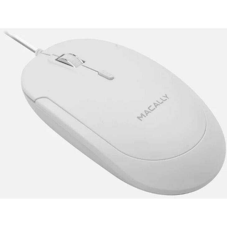 Alt View 3. Macally - Macally USB-C Optical Quiet Click Mouse for Mac/PC White (UCDYNAMOUSEW) - Optical - Cable - White, Silver - USB Type C - Silver.
