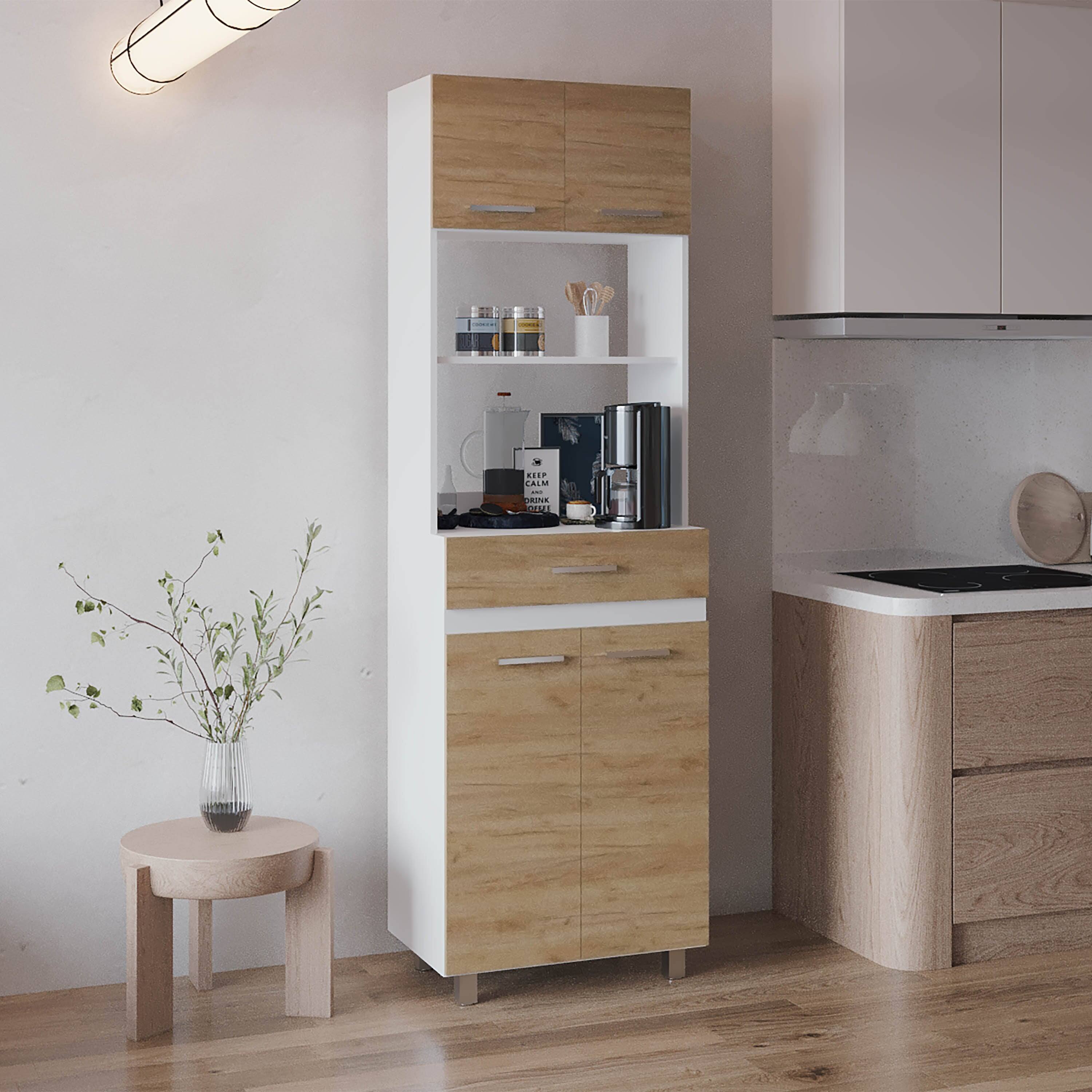 TuHome - Sicilia Pantry Cabinet - White / Natural Oak