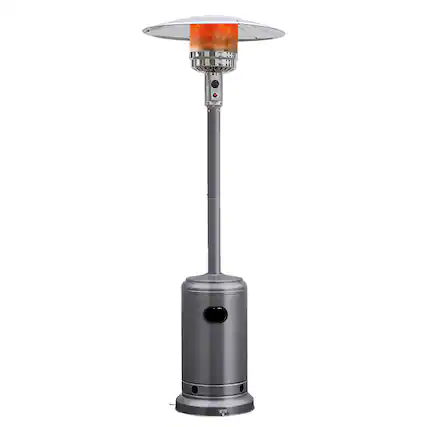Front. Costway - Costway 50000 BTU Propane Patio Heater Standing Steel with Wheels - Gray.