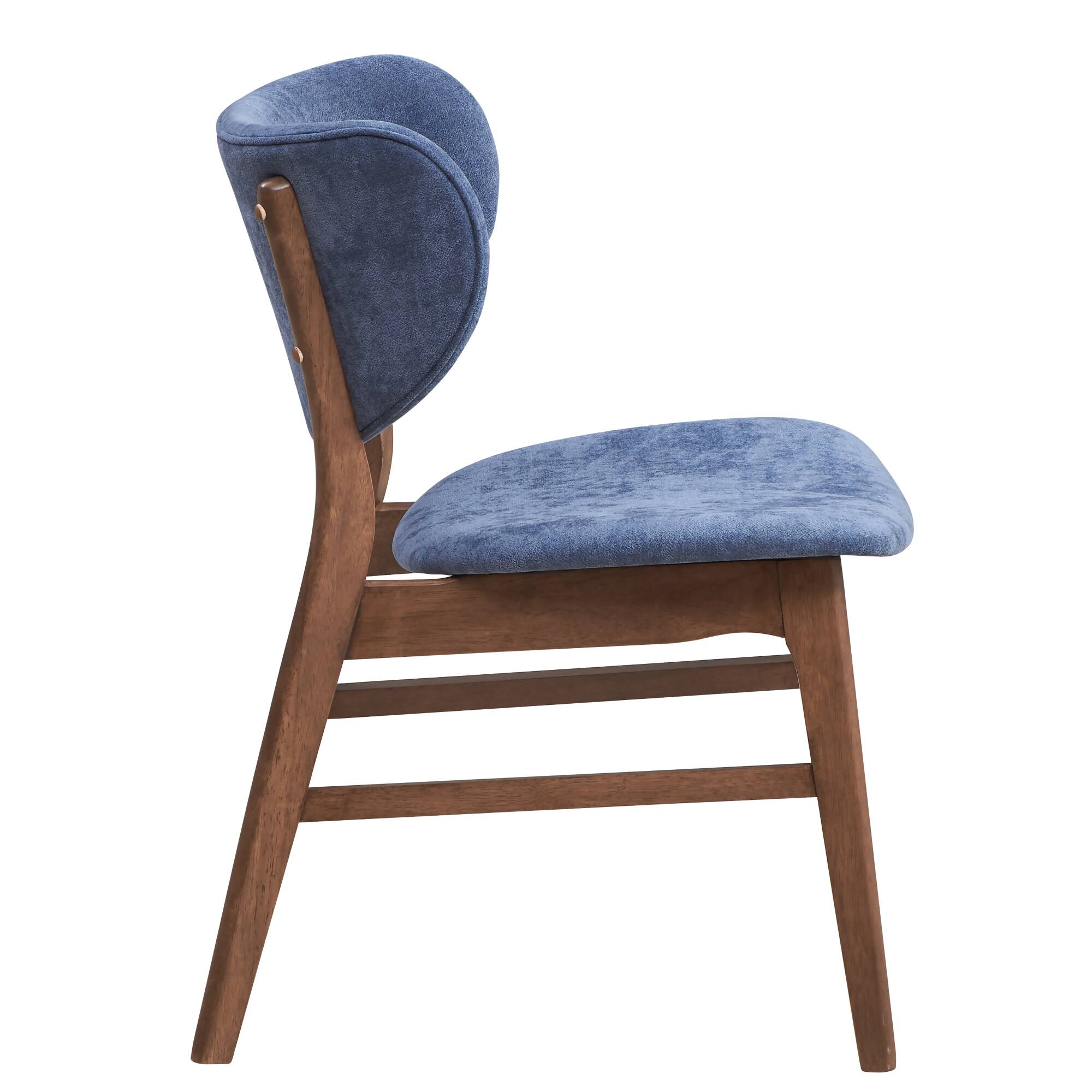 Alt View 1. GOODSILO - Elegant Fabric and Walnut Finish Side Chair for Comfortable Seating, Set of 2 - Blue.