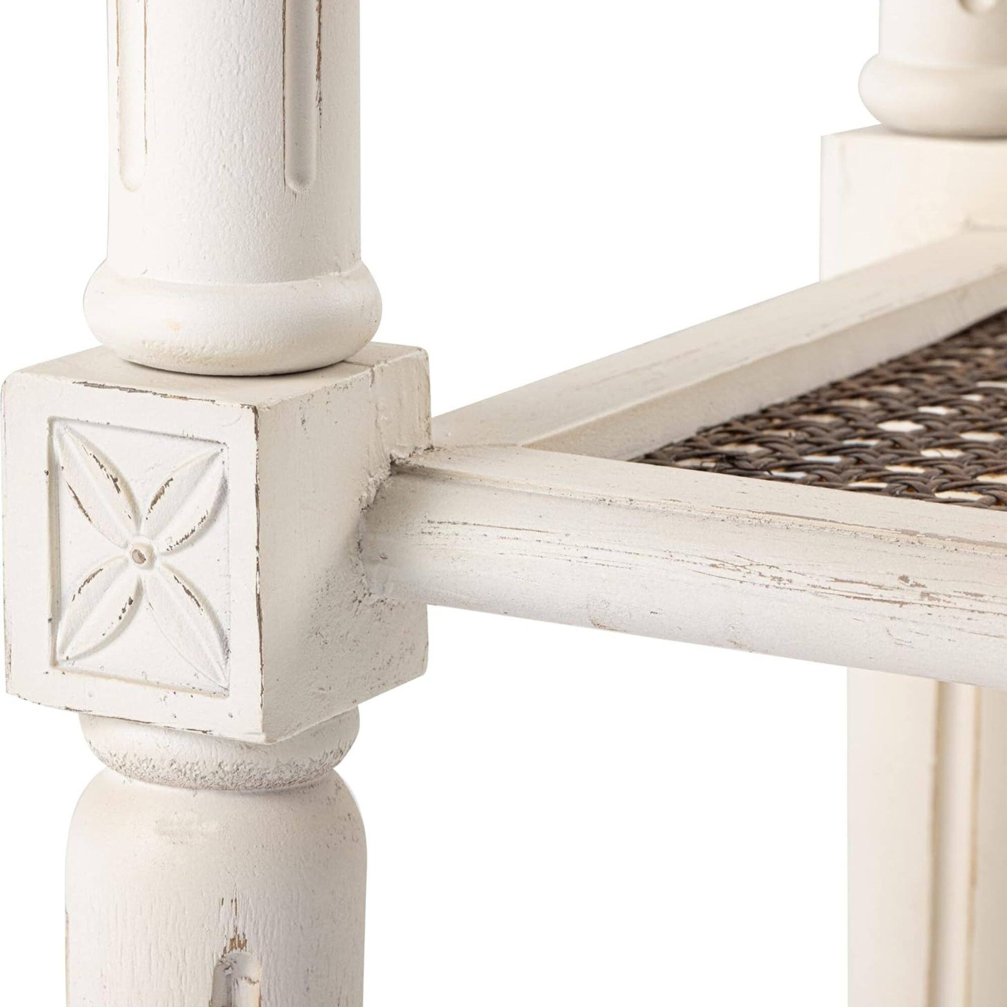 Alt View 8. COZAYH - COZAYH French Country Accent End Table, Wood Tray Top Side Table, Brown & White - Brown & White.