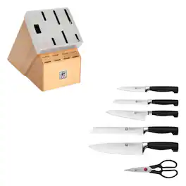 ZWILLING - Four Star 7-pc Self-Sharpening Knife Block Set - Light Wood Block - Light Brown