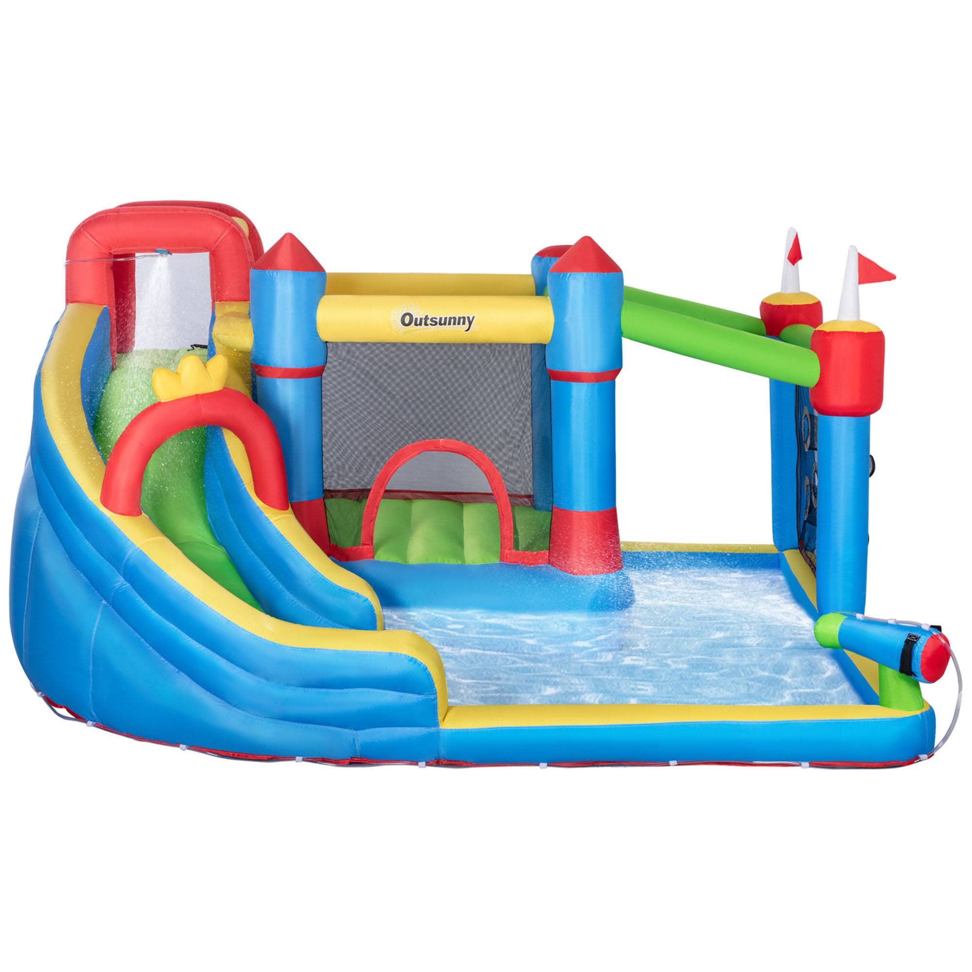 Angle. Loheer - Loheer Inflatable Water Slide with Bounce House Splash Pool Backyard Water Park for Kids Heavy Duty Bouncy Castle.