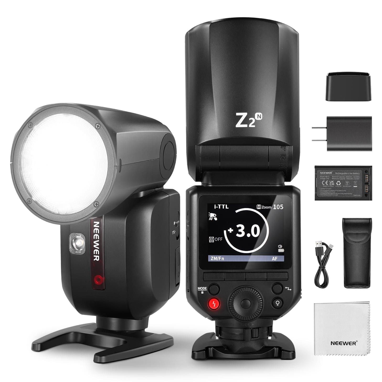 Neewer - Z2-N TTL Round Head Flash for Nikon, 76Ws, HSS, 2600mAh
