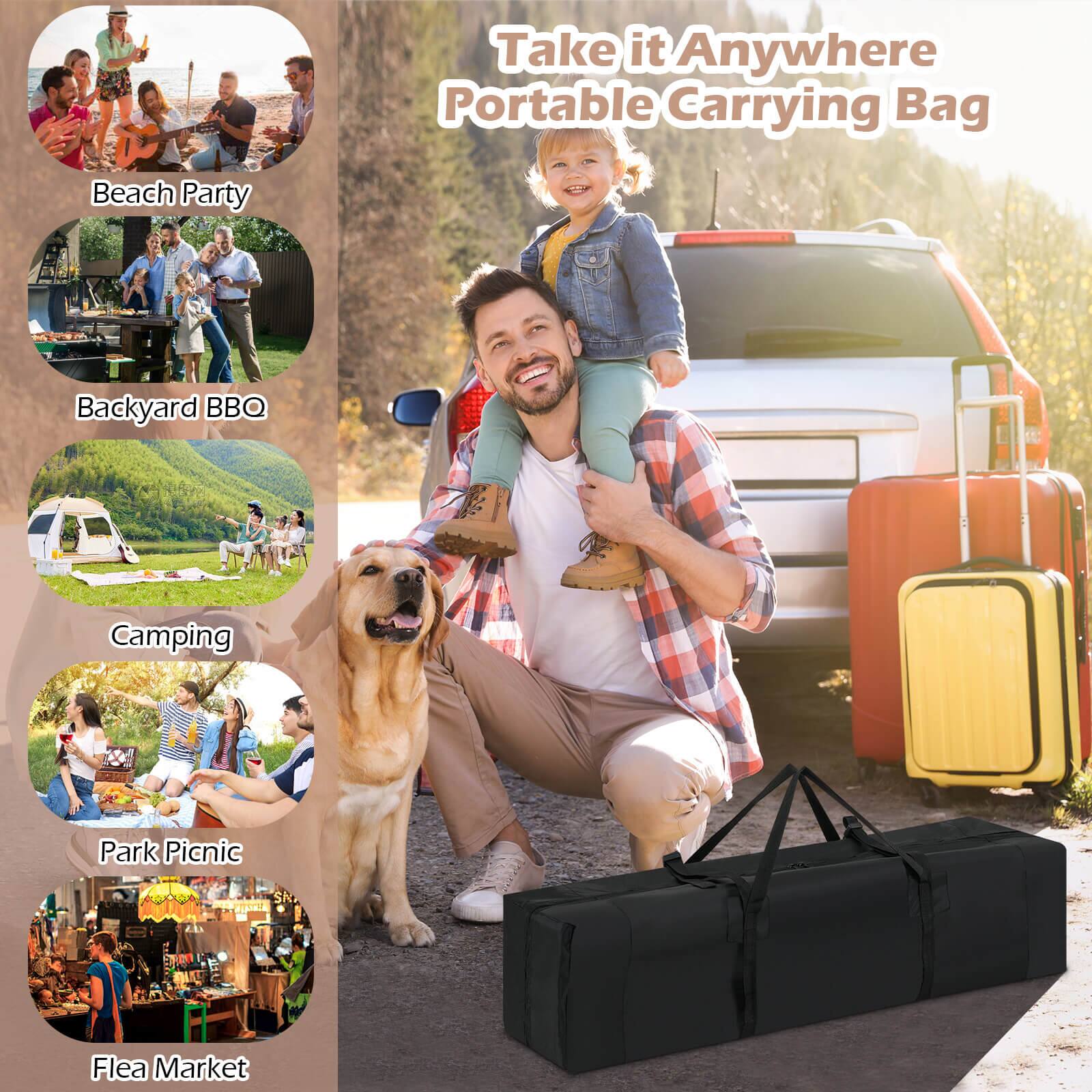Take it Anywhere Portable Carrying Bag

- Beach Party
- Backyard BBQ
- Camping
- Park Picnic
- Flea Market