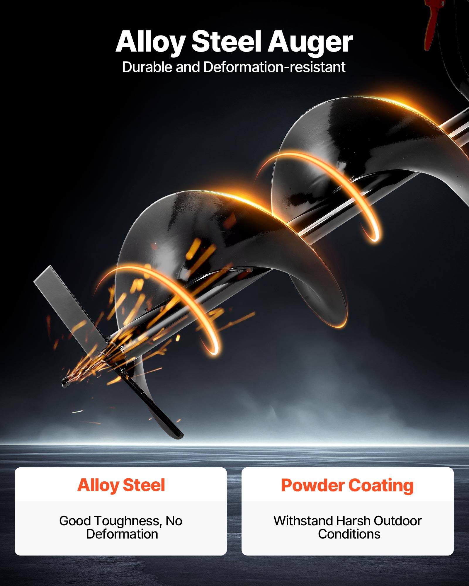 Alloy Steel Auger  
Durable and Deformation-resistant  

Alloy Steel  
Good Toughness, No Deformation  

Powder Coating  
Withstand Harsh Outdoor Conditions