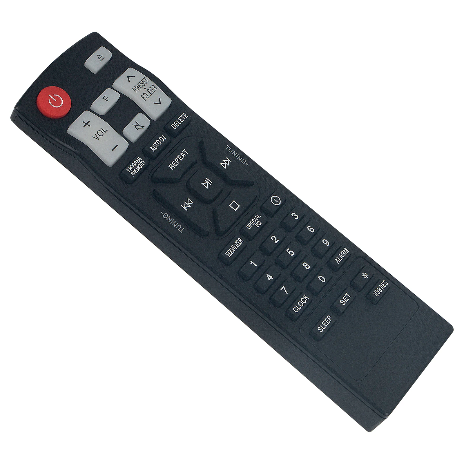 41 PRESET FOLDER LE- V + DELETE VOL I AUTO DJ PROGRAM REPEAT TUNING+ MEMORY V 3 TUNING- SPECIAL EQ 6 2 9 EQUALIZER 5 ALARM 1 8 4 0 7 CLOCK SET SLEEP * USB REC