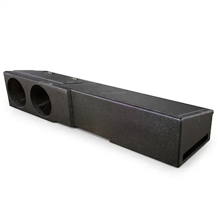 Front. QPower - QPower Dual 8" Sub Box - Chevy Silverado Crew Cab, GMC Sierra Crew Cab 2007-2026 - Charcoal Black.