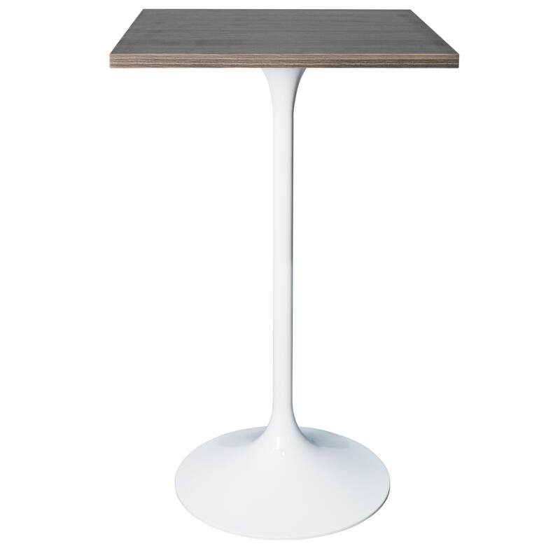LeisureMod Verve 24 Inch Square Bar Height Table with MDF Top and White ...