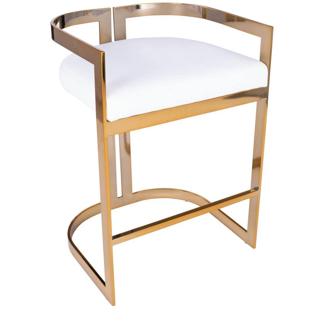 Back. Butler Specialty - Clarence Faux Leather 25" Counter Stool - Gold.