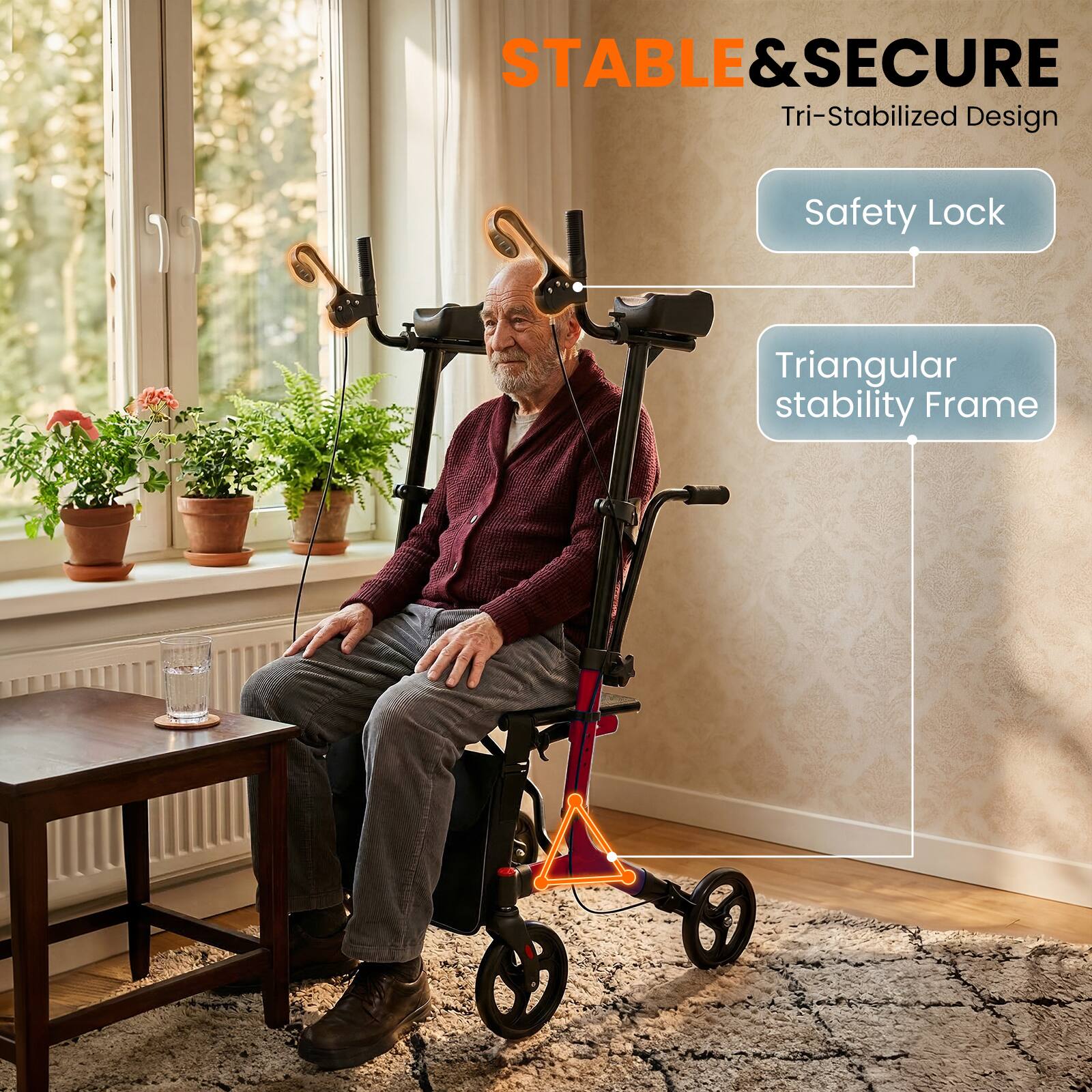 STABLE & SECURE  
Tri-Stabilized Design  
Safety Lock  
Triangular Stability Frame