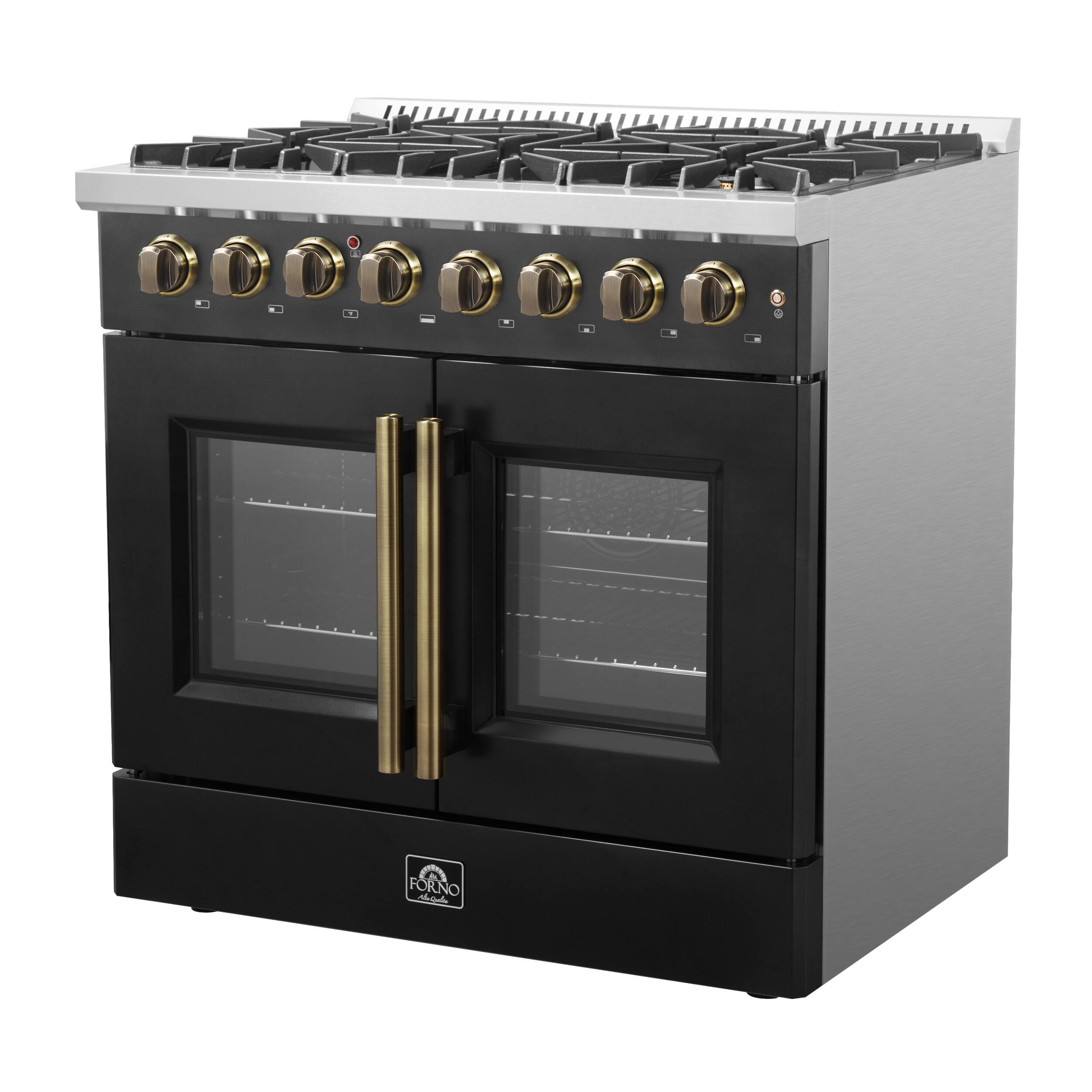 Angle. Forno Appliances - Galiano 5.36 Cu. Ft. Freestanding Dual Fuel True Convection Range - Black.