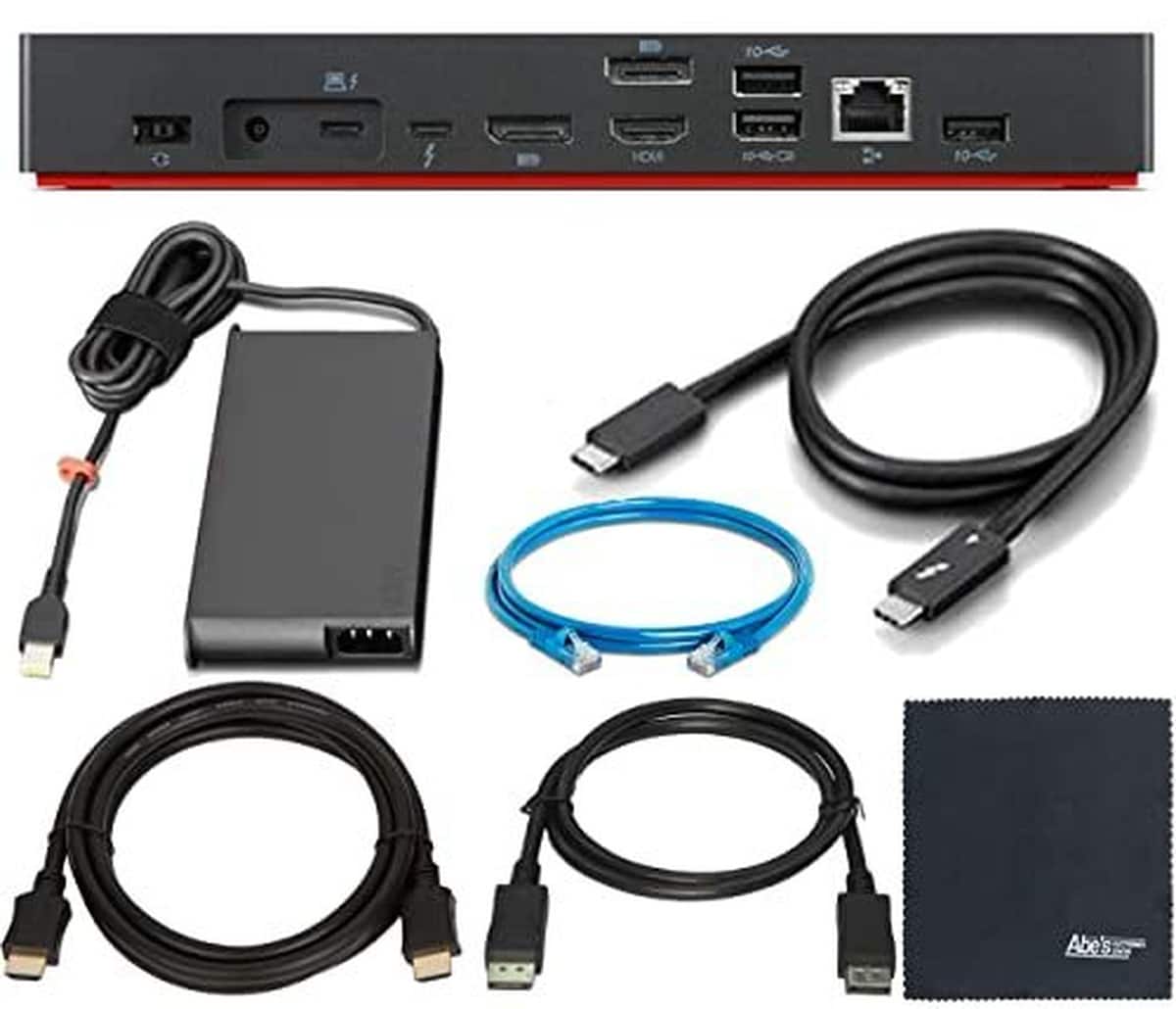Front. Lenovo - ZoomSpeed Cable Bundle for Thunderbolt 4 Dock (40B00135US) - Black (Black).