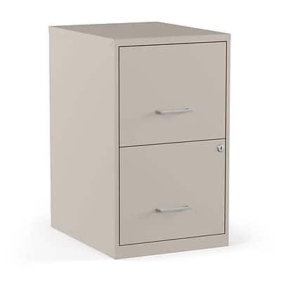 Front. Staples - 2-Drawer Vertical File Cabinet, Letter Size, Lockable, 24.1"H x 14.3"W x 18"D - Putty.