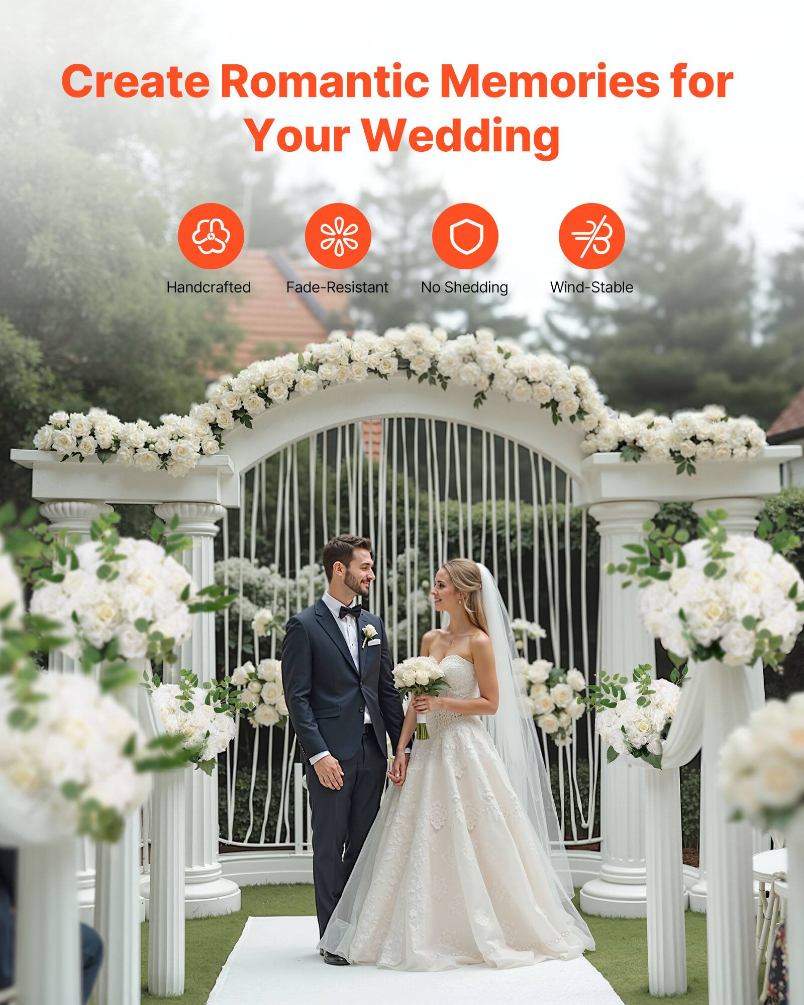 Create Romantic Memories for Your Wedding

- Handcrafted
- Fade-Resistant
- No Shedding
- Wind-Stable