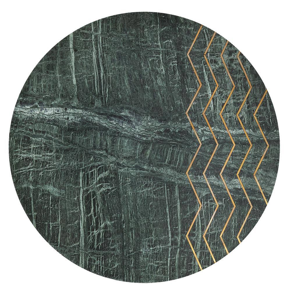 Back. Butler Specialty - Hollings Green Marble & Brass Side Table - Green.