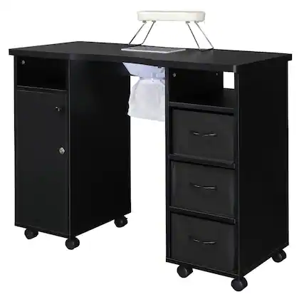 Front. Winado - Pro Manicure Table Nail Desk Beauty Salon Dust Collector with Drawers,Wheel,Wrist Pad - Black.