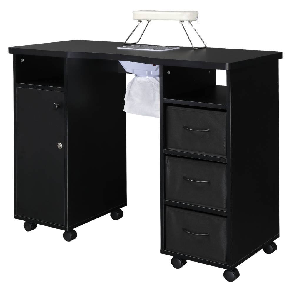 Front. Winado - Pro Manicure Table Nail Desk Beauty Salon Dust Collector with Drawers,Wheel,Wrist Pad - Black.