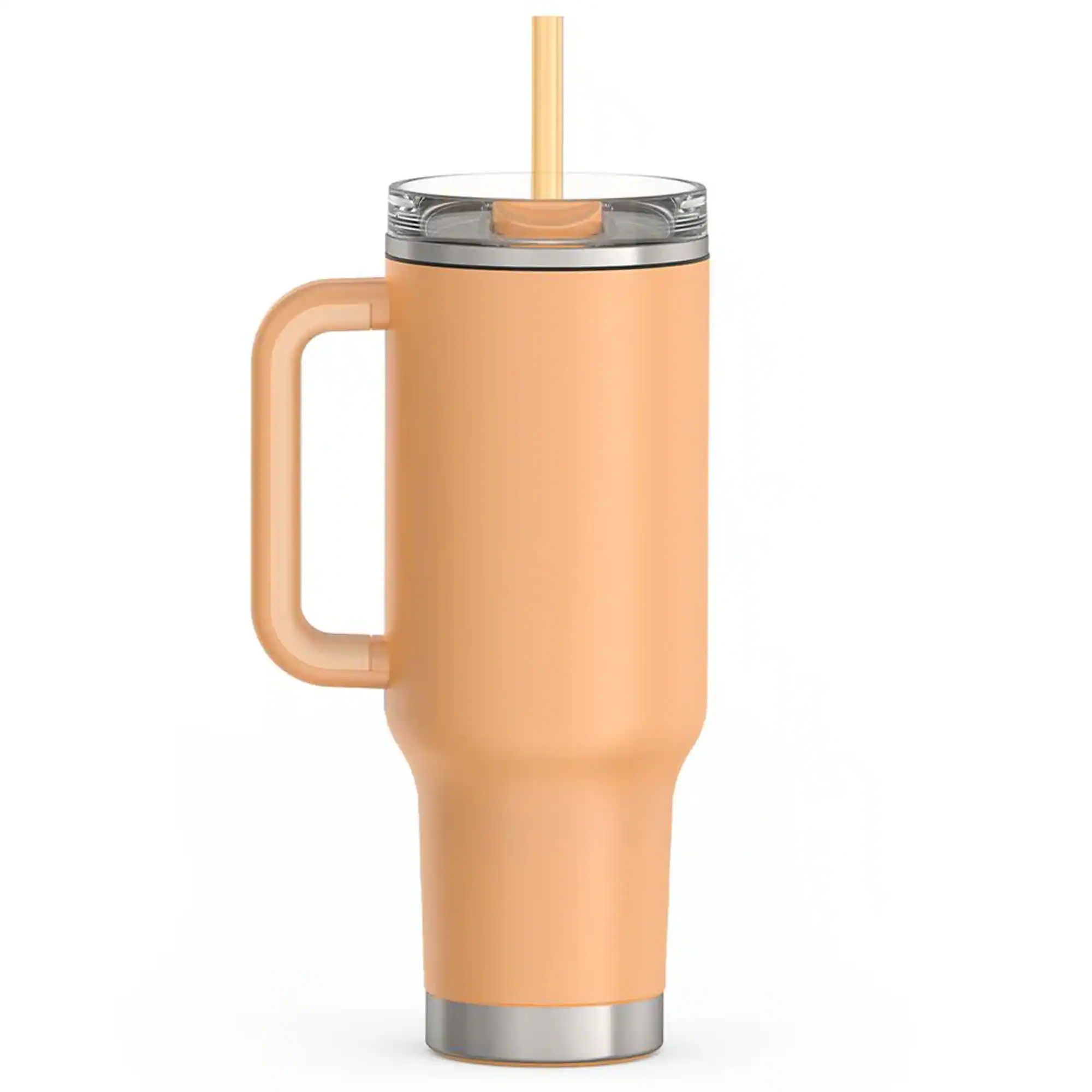 Alt View 4. Thermos - Thermos 40 oz Stainless Steel Cup Holder Mug w/ Straw - Melon - Melon.