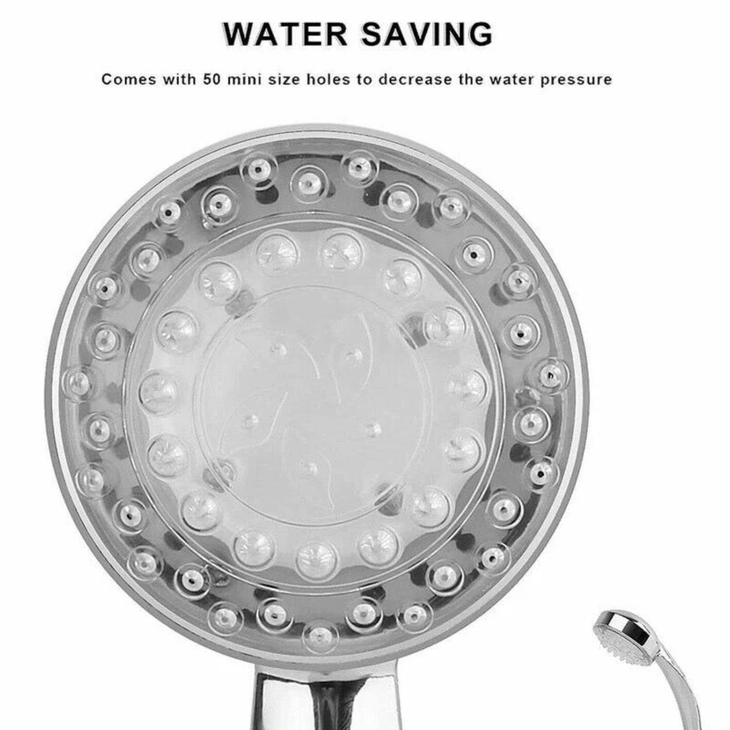 WATER SAVING  
Comes with 50 mini size holes to decrease the water pressure