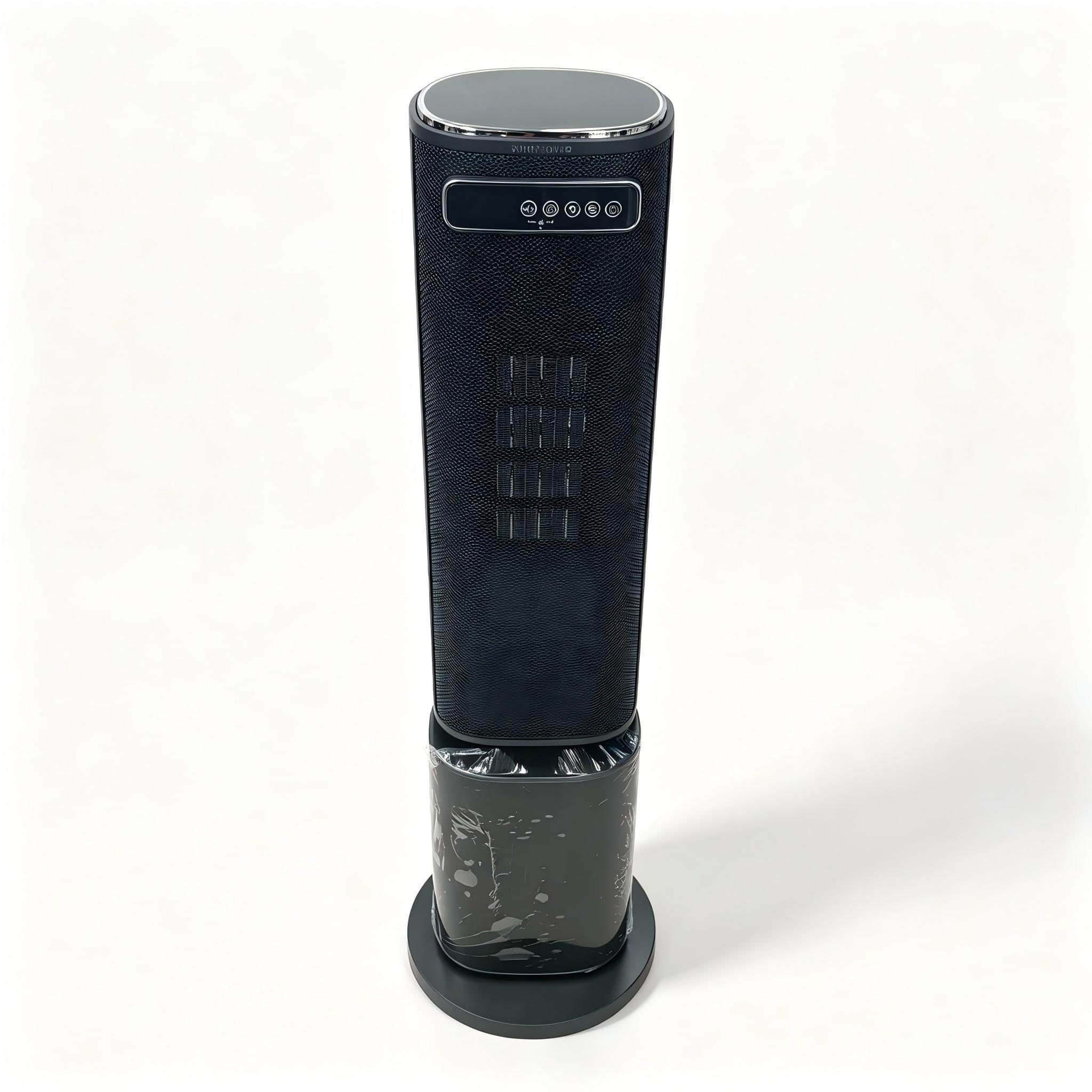 Mountman - PTC Ceramic Space Heater 1500W, Remote, Flame, 55° Oscillation, 24H Timer, Overheat & Tip-Over Safety, Black & Silver