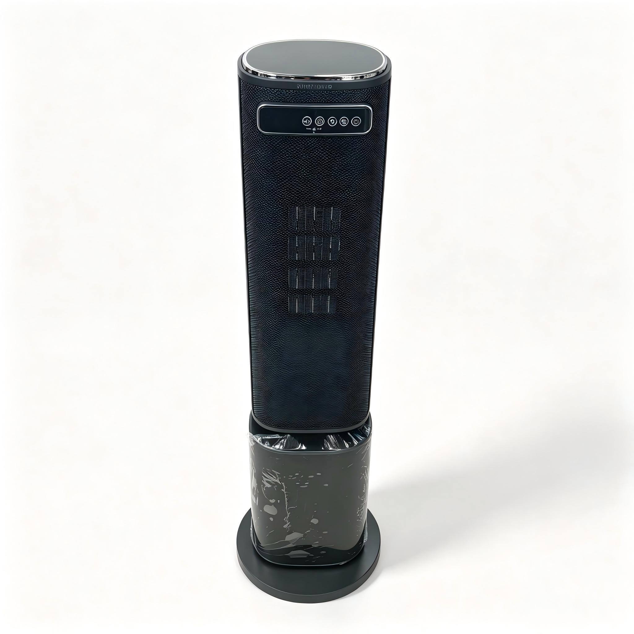 Front. Mountman - PTC Ceramic Space Heater 1500W, Remote, Flame, 55° Oscillation, 24H Timer, Overheat & Tip-Over Safety, Black & Silver.