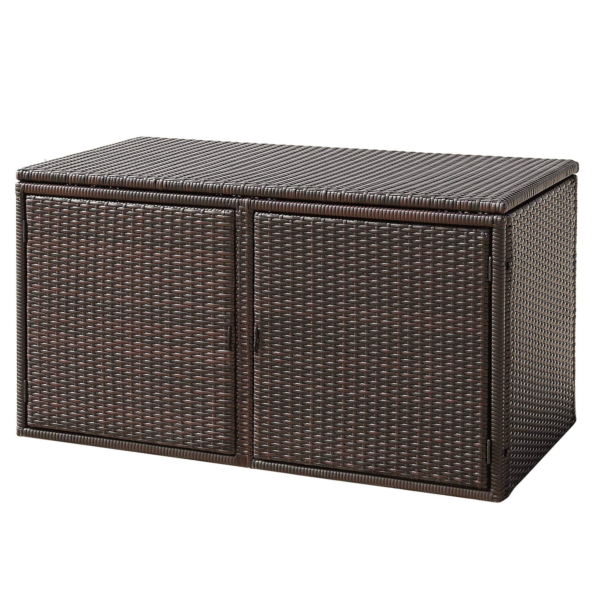 Alt View 9. Gymax - Gymax 88 Gallon Rattan Storage Box Outdoor Patio Container Seat w/ Door Mix Brown - Mix Brown.