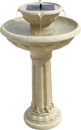 Angle Standard. Smart Solar - Kensington Gardens 2-Tier Solar-On-Demand Fountain - Antique White.