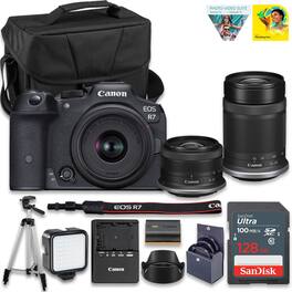 Bundle - Canon - EOS R7 Mirrorless Camera With RF-S 18-45mm + RF-S 55-210mm STM Lens 32.5 MP Image Quality, 4K 60p Video, DIGIC X - Black
