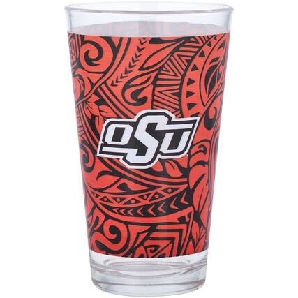 Front. Indigo Falls - Oklahoma State Cowboys 16oz. Ohana Pint Glass - Multicolor.