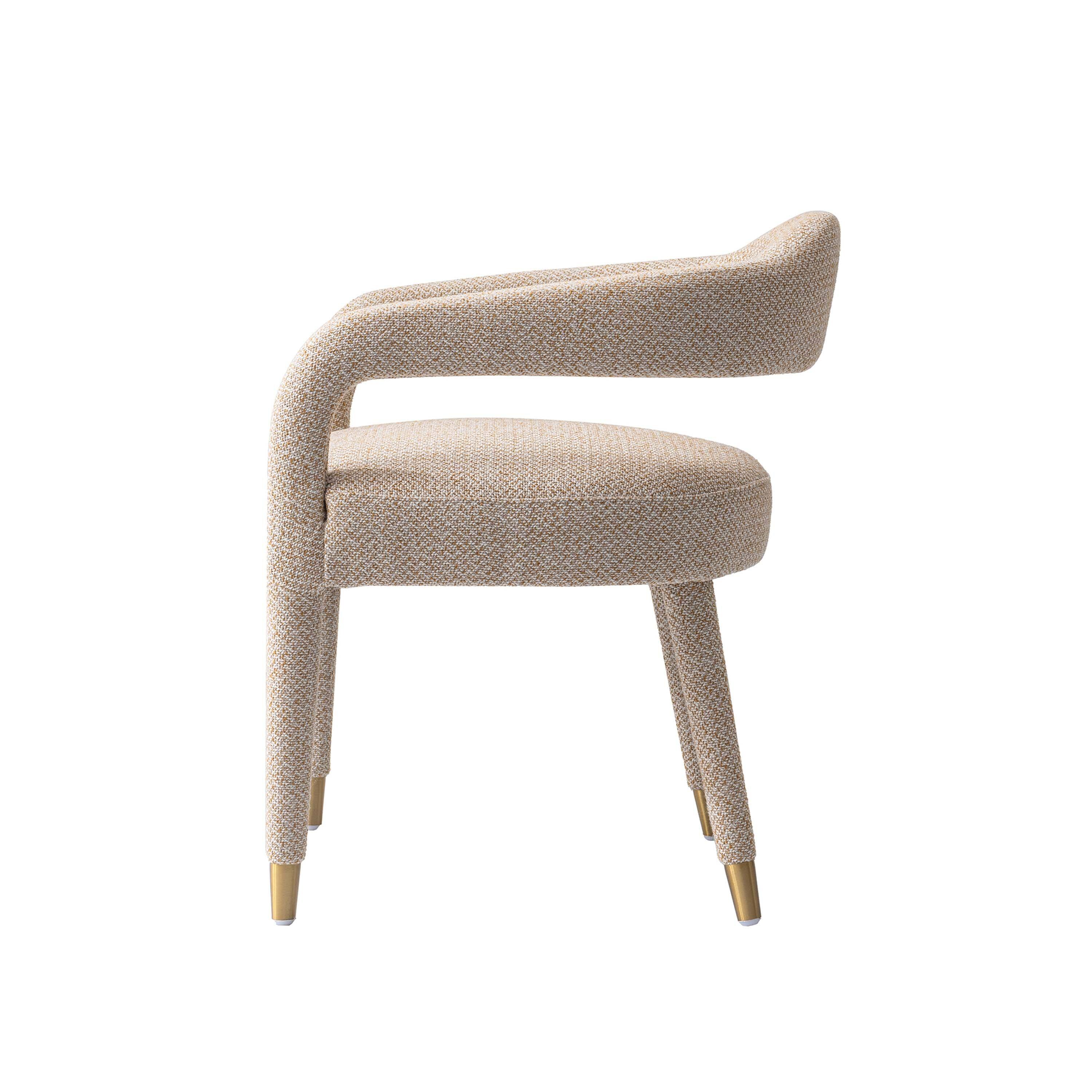 Alt View 3. Manhattan Comfort - Aspen Mid-Century Modern Upholstered Tweed Dining Chair with Arms - Gold Dust.
