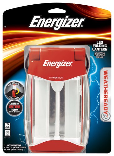 Energizer Weatheready Folding LED Portable Lantern, Battery Powered Lantern,  Water Resistant Camping Lantern and Emergency Light, Pack of 1, Black 