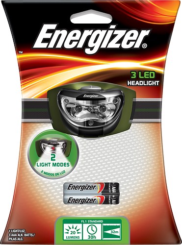  Energizer - 3-LED Head Light - Black/Gray/Green