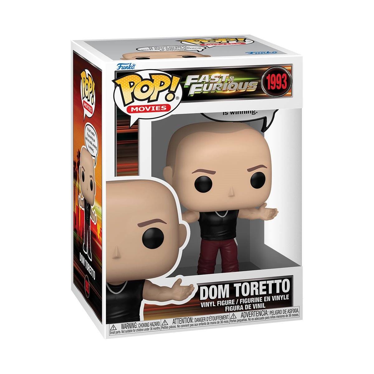 Funko POP! Movies  
Fast & Furious  
1993  
Dom Toretto  
Vinyl Figure / Figurine en Vinyle / Figura de Vinilo  
Warning: Choking Hazard - Small parts. Not for children under 3 years.  
Attention: Danger d'étouffement - Petite pièce. Ne convient pas aux enfants de moins de 3 ans.