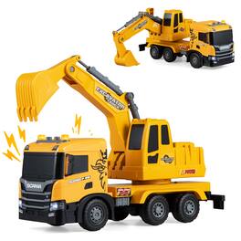 Costway - Licensed Scania Truck Toy with Sounds & Lights for Kids, Adjustable Arm - Excavator
