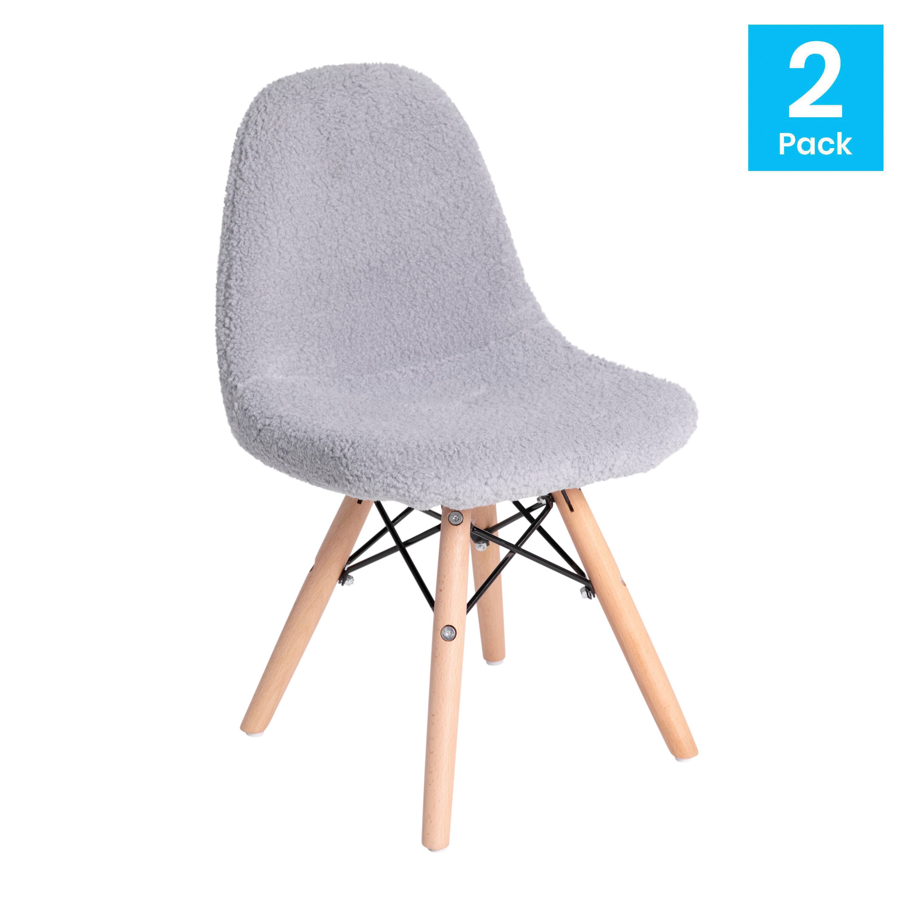 Alt View 2. Emma + Oliver - Set of 2 Children's Dorset Faux Shearling Accent Chairs with Beechwood Legs for Bedroom, Play Room and More - Gray.