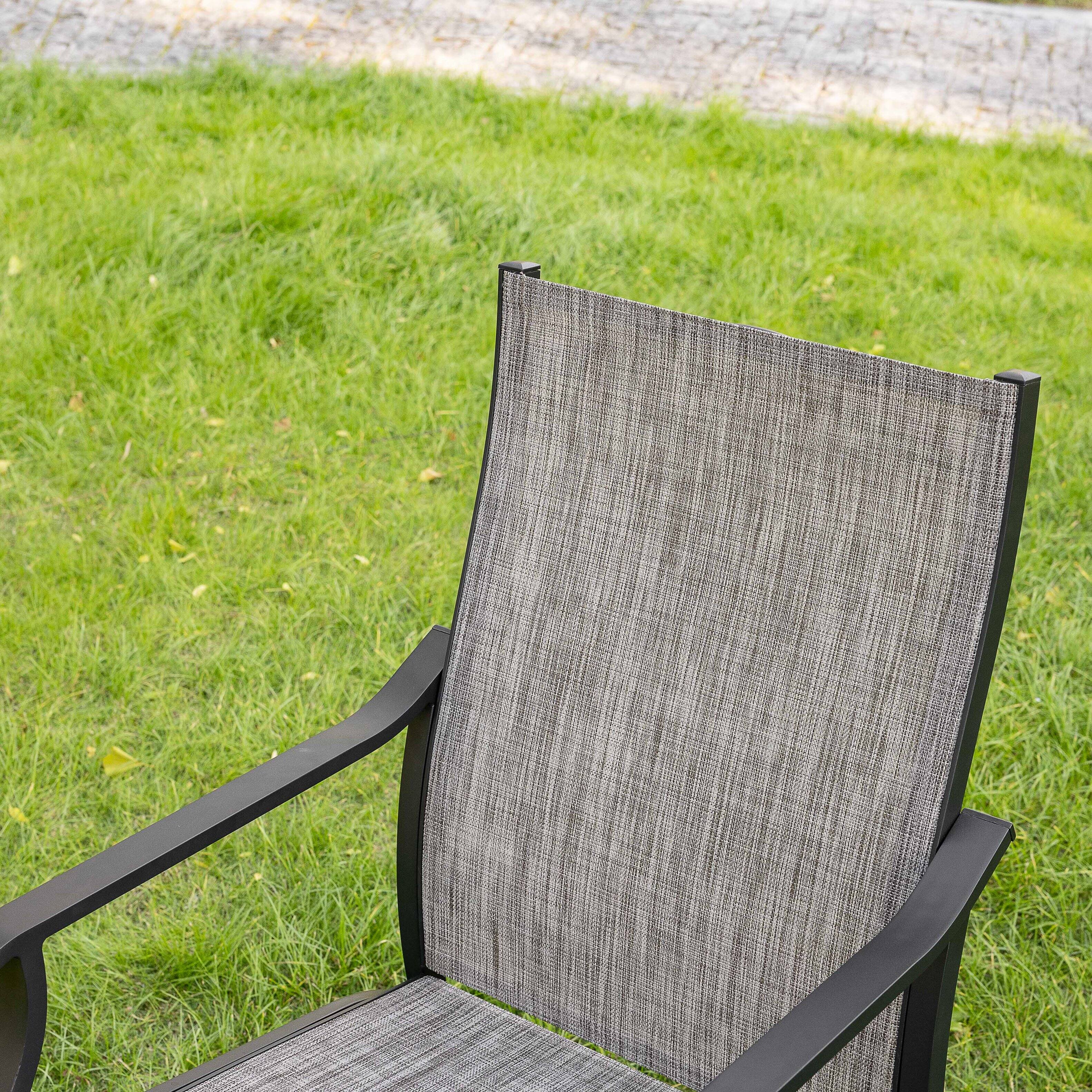 Angle. Nuu Garden - Outdoor 2-Piece Textilene Dining Chairs with Aluminum Frame - grayish brown.